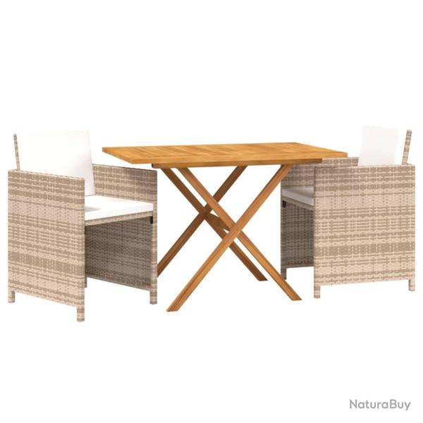 Ensemble de salle � manger de jardin meuble ext�rieur 3 pi�ces avec coussins beige 02_0013582