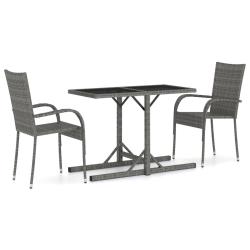 Ensemble de salle &agrave; manger de jardin meuble ext&eacute;rieur 3 pi&egrave;ces gris 02_0013620