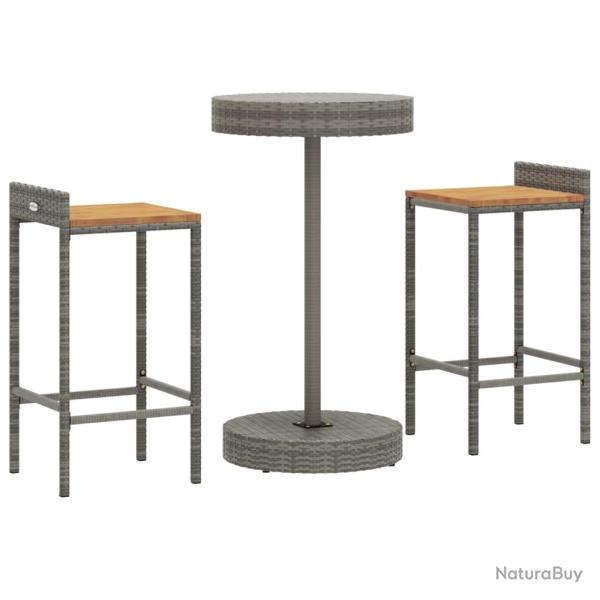Ensemble de bar de jardin meuble ext�rieur terrasse 3 pi�ces gris poly rotin/bois massif acacia 02_