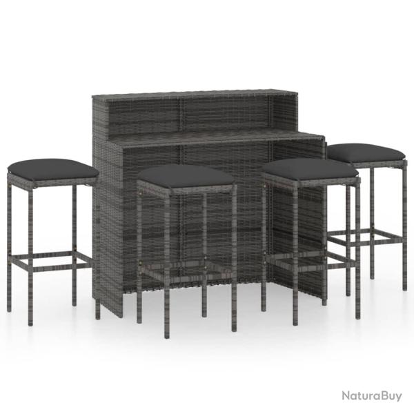 Ensemble de bar de jardin avec coussins 5 pi�ces gris 02_0013460