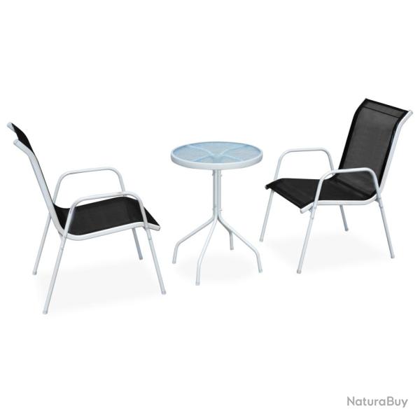 Ensemble de bistro jardin meuble ext�rieur terrasse 3 pi�ces acier noir 02_0013497