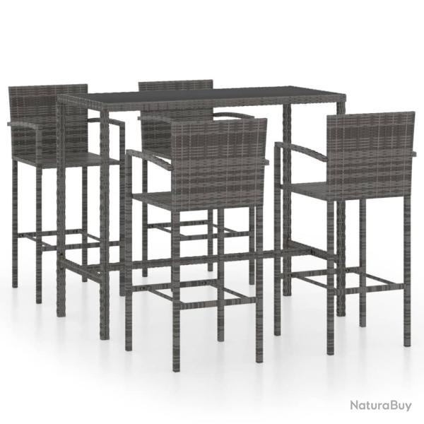 Ensemble de bar de jardin 5 pi�ces r�sine tress�e gris 02_0013417