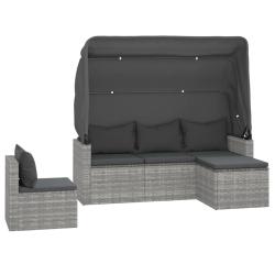 Ensemble de canap&eacute;s de jardin 4 pi&egrave;ces coussins gris r&eacute;sine tress&eacute;e 02_0013555