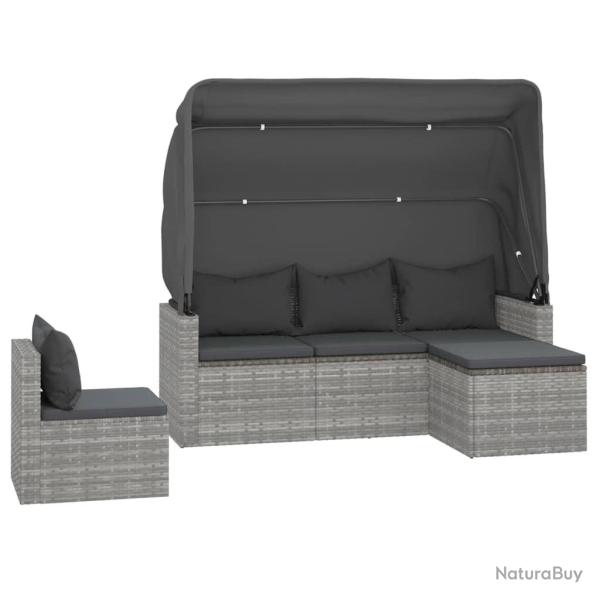 Ensemble de canap�s de jardin 4 pi�ces coussins gris r�sine tress�e 02_0013555