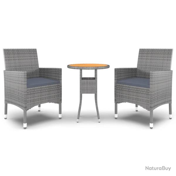 Ensemble de salle � manger de jardin meuble ext�rieur 3 pi�ces r�sine tress�e gris 02_0013685