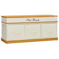 Banc banquette d'entr&eacute;e de rangement &agrave; chaussures 100 x 35 x 45 cm bois de paulownia massif 02_0021