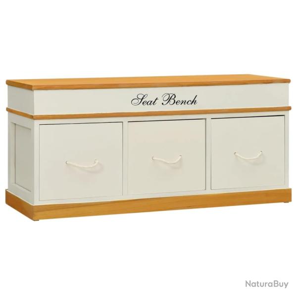 Banc banquette d'entr�e de rangement � chaussures 100 x 35 x 45 cm bois de paulownia massif 02_0021