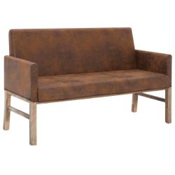 Banc banquette avec accoudoir 140 cm marron similicuir daim 02_0010828