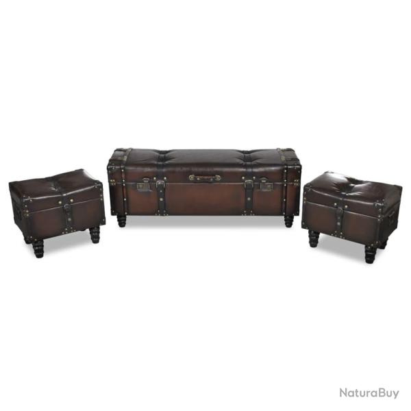 Ensemble de Banc banquette s de rangement 3 pi�ces marron 02_0010846