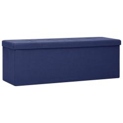 Banc banquette de rangement pliable lin synth&eacute;tique bleu 02_0010742