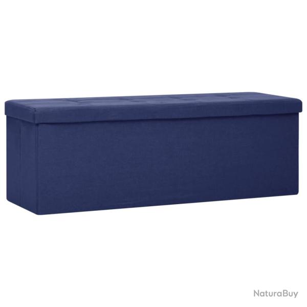 Banc banquette de rangement pliable lin synth�tique bleu 02_0010742
