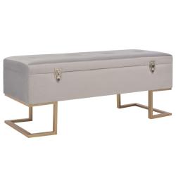 Banc banquette avec compartiment de rangement 105 cm velours gris 02_0010879
