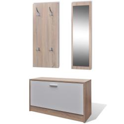 Armoire &agrave; chaussures range chaussures rangement meuble entr&eacute;e couloir salon 3-en-1 bois et brun 02_