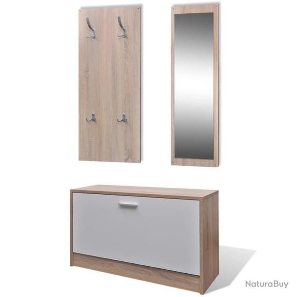 Armoire � chaussures range chaussures rangement meuble entr�e couloir salon 3-en-1 bois et brun 02_