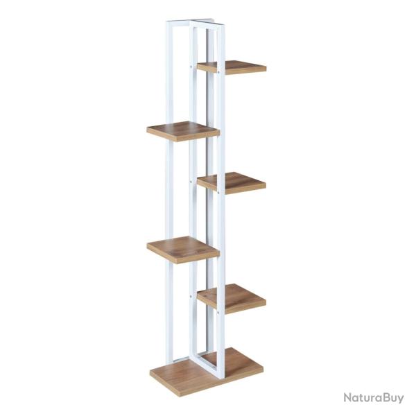 Support de plantes � 5 niveaux 120 x 34 x 21 cm effet noyer / blanc 03_0007697