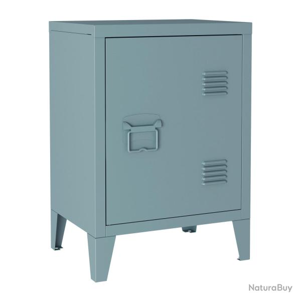 Table de chevet en acier lamin� 57 x 40 x 30 cm gris-bleu 03_0008682