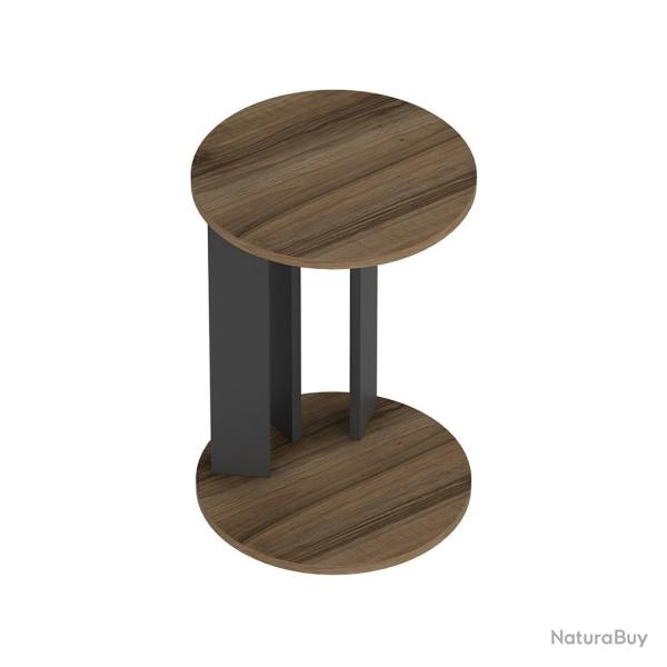 Table d'appoint ronde effet noyer / anthracite 03_0008604