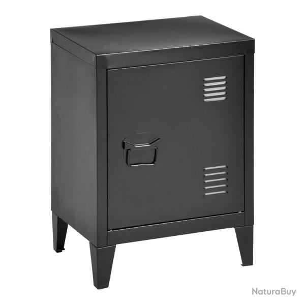 Table de chevet en acier lamin� 57 x 40 x 30 cm noir mat 03_0008684