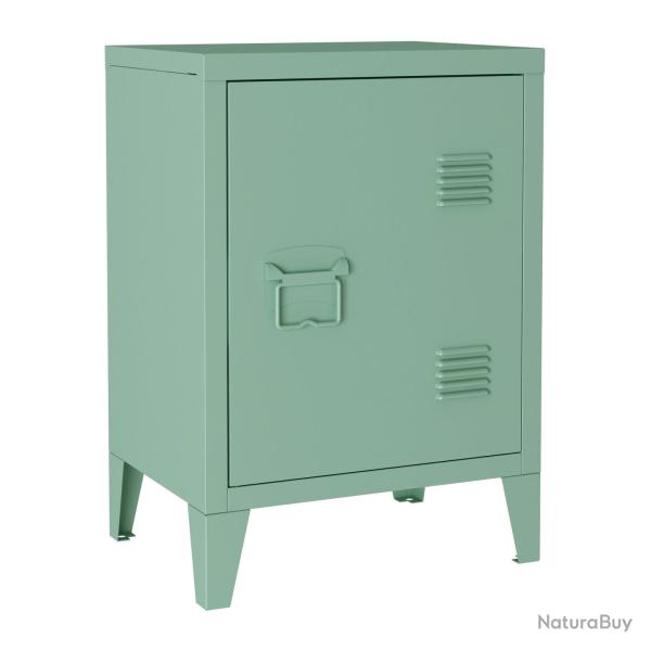 Table de chevet en acier lamin� 57 x 40 x 30 cm vert pastel mat 03_0008685