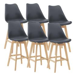 Lot de 6 tabourets de bar plastique synth&eacute;tique h&ecirc;tre 105 x 48 x 58 cm gris 03_0008726