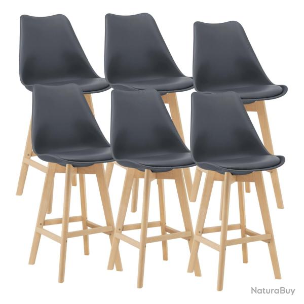 Lot de 6 tabourets de bar plastique synth�tique h�tre 105 x 48 x 58 cm gris 03_0008726