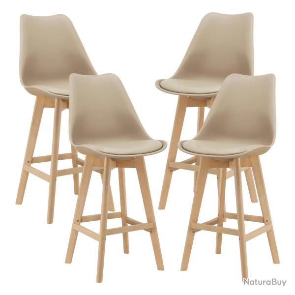 Lot de 4 tabourets de bar plastique synth�tique h�tre 105 x 48 x 58 cm beige 03_0008715
