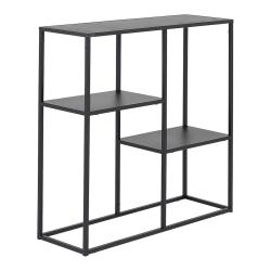 Table console avec 3 surfaces de rangement acier 80 x 80 x 26 cm noir mat 03_0008594