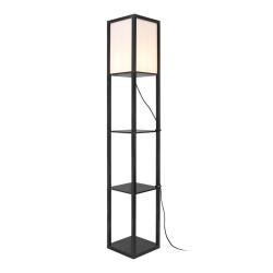 Lampadaire lampe lumi&egrave;re luminaire stapleford avec &eacute;tag&egrave;re E27 hauteur 160 cm noir blanc 03_0007319