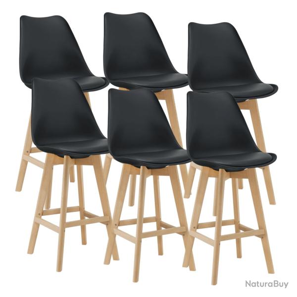Lot de 6 tabourets de bar plastique synth�tique h�tre 105 x 48 x 58 cm noir 03_0008728