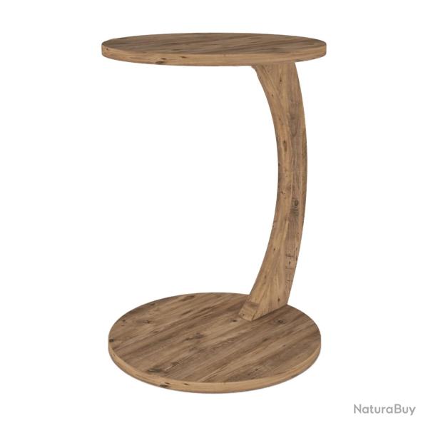 Table d'appoint ronde � roulettes 56 x 38 cm effet bois 03_0008665