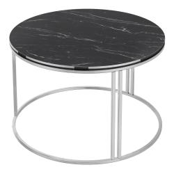 Table basse ronde 50 x 80 cm marbre noir argent 03_0008425