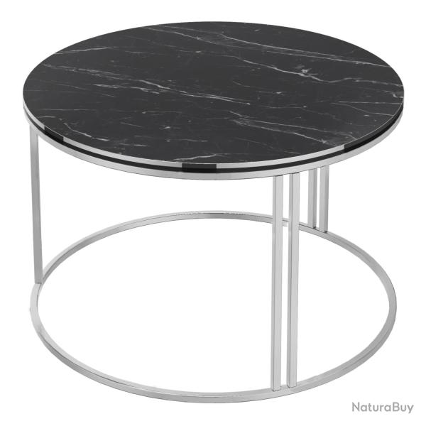 Table basse ronde 50 x 80 cm marbre noir argent 03_0008425