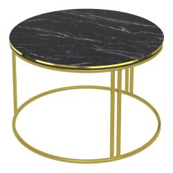 Table basse ronde 50 x 80 cm marbre noir or 03_0008426
