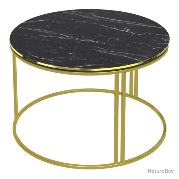 Table basse ronde 50 x 80 cm marbre noir or 03_0008426