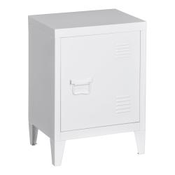 Table de chevet en acier lamin&eacute; 57 x 40 x 30 cm blanc mat 03_0008679