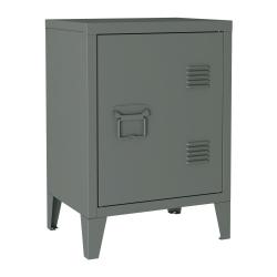 Table de chevet en acier lamin&eacute; 57 x 40 x 30 cm gris fonc&eacute; 03_0008681