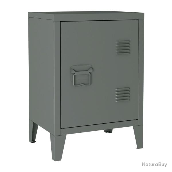 Table de chevet en acier lamin� 57 x 40 x 30 cm gris fonc� 03_0008681