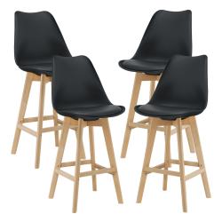 Lot de 4 tabourets de bar plastique synth&eacute;tique h&ecirc;tre 105 x 48 x 58 cm noir 03_0008720