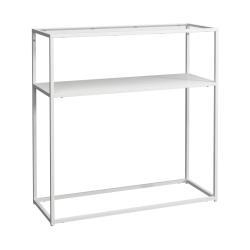 Table console m&eacute;tal verre tremp&eacute; 80 x 80 x 30 cm blanc transparent 03_0008580