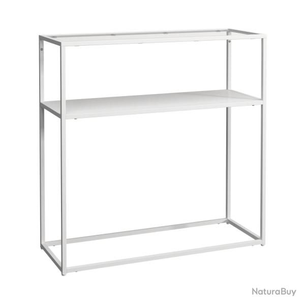 Table console m�tal verre tremp� 80 x 80 x 30 cm blanc transparent 03_0008580