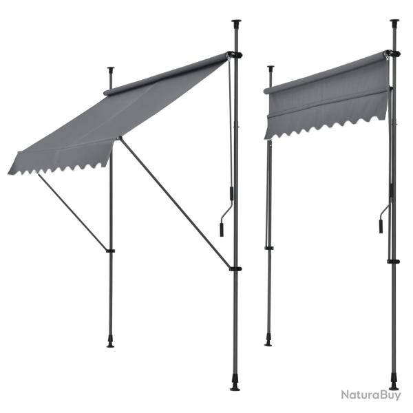 Store banne t�l�scopique acier polyester 200 x 120 x 200-300 cm gris ardoise 03_0008321