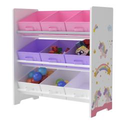 &Eacute;tag&egrave;re de rangement boiro pour enfant avec 9 bacs pliables blanc / violet / rose 03_0006981