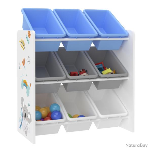 �tag�re de rangement pour enfant avec 9 bacs ouverts blanc / gris / bleu 03_0006986