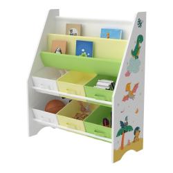 &Eacute;tag&egrave;re de rangement pour enfant avec 6 bacs ouverts blanc / vert / jaune 03_0006991