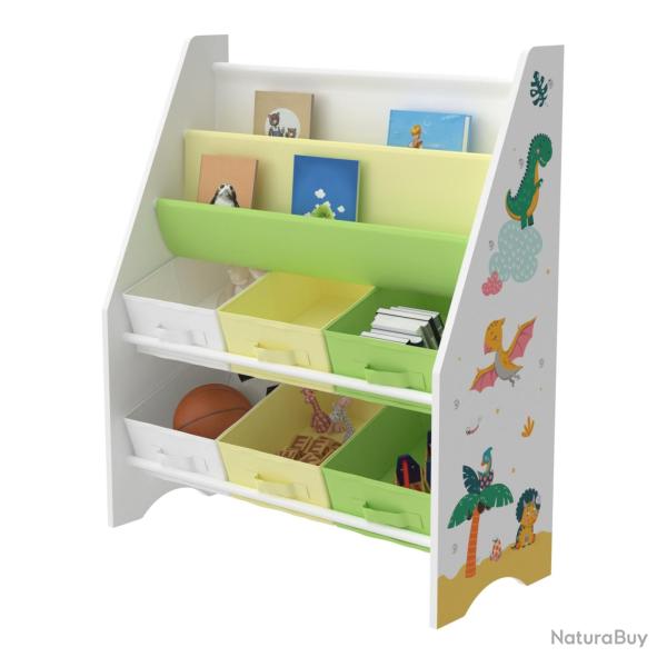 �tag�re de rangement pour enfant avec 6 bacs ouverts blanc / vert / jaune 03_0006991