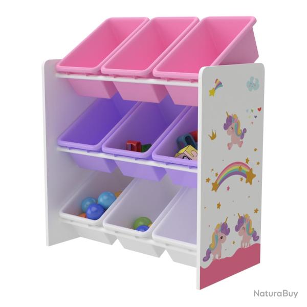 �tag�re de rangement mux�a pour enfant avec 9 bacs ouverts blanc / violet / rose 03_0006988