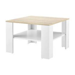 Table basse de salon 60 x 60 x 40 cm blanc et effet ch&ecirc;ne 03_0008432