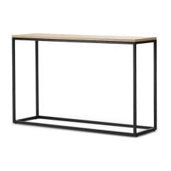 Table console 80 x 100 x 30 cm noir et effet ch&ecirc;ne 03_0008573