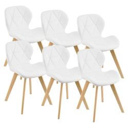 Lot de 6 chaises salle &agrave; manger similicuir 81 x 57 x 49 cm blanc 03_0006790