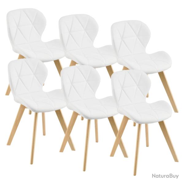 Lot de 6 chaises salle � manger similicuir 81 x 57 x 49 cm blanc 03_0006790